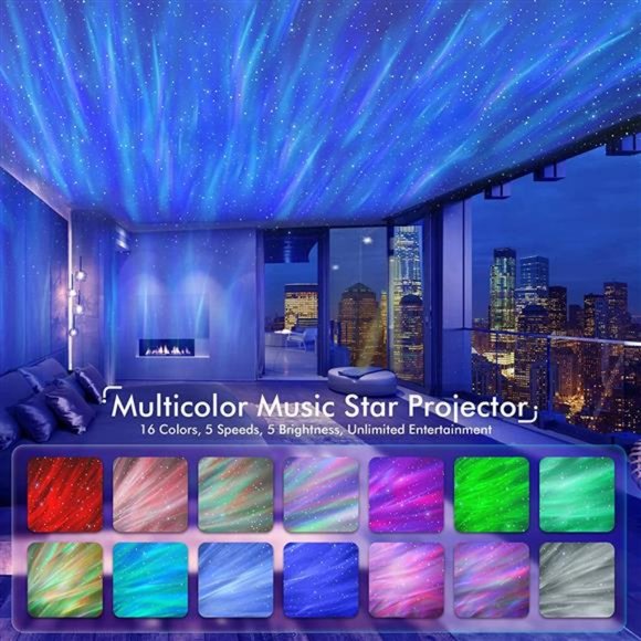 Star Projector, Bluetooth Speaker and White Noise Aurora Projector - Picture 5 of 6